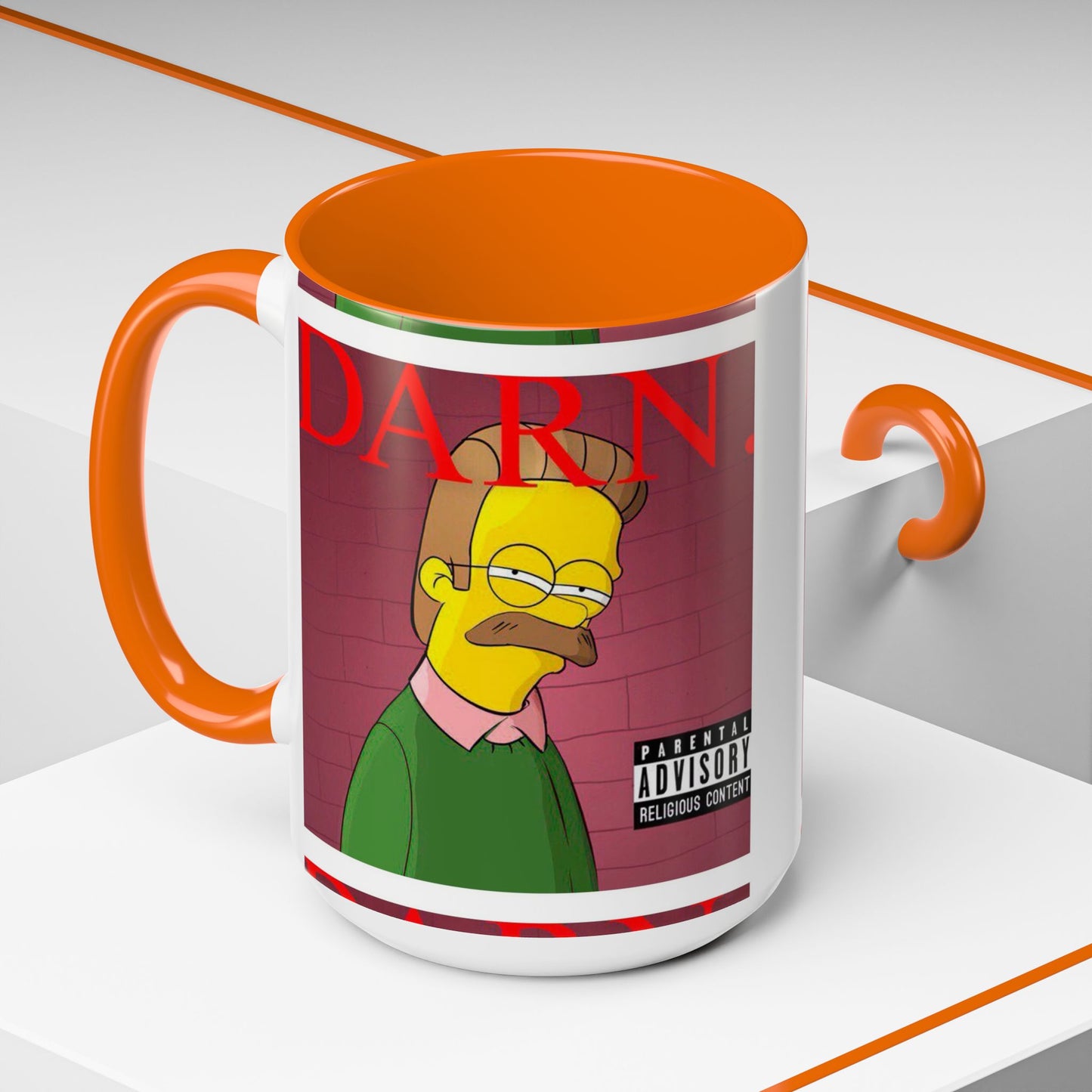 Kendrick Lamar x Simpsons "DARN" Ned Flanders Mashup Mug – Funny Hip Hop Accent Coffee Cup – 11oz & 15oz