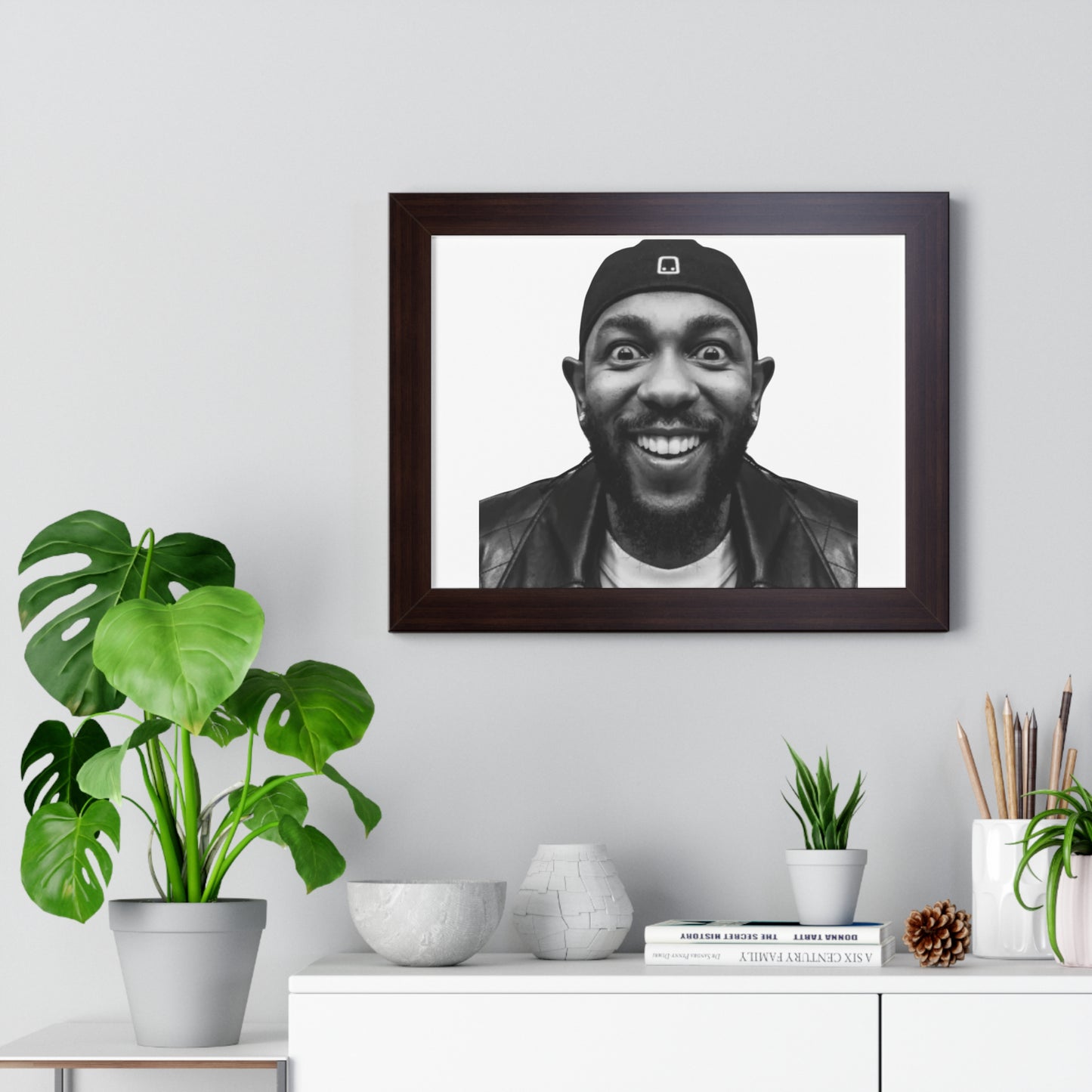 Kendrick Lamar Meme Face Mustard - Framed Poster
