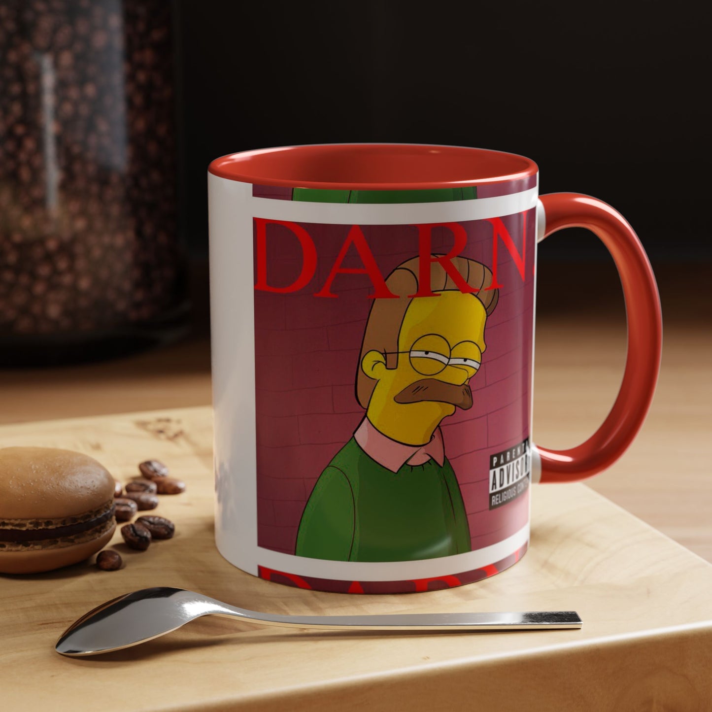 Kendrick Lamar x Simpsons "DARN" Ned Flanders Mashup Mug – Funny Hip Hop Accent Coffee Cup – 11oz & 15oz