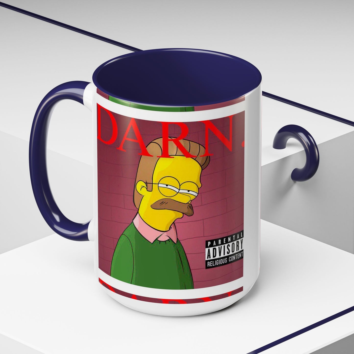Kendrick Lamar x Simpsons "DARN" Ned Flanders Mashup Mug – Funny Hip Hop Accent Coffee Cup – 11oz & 15oz