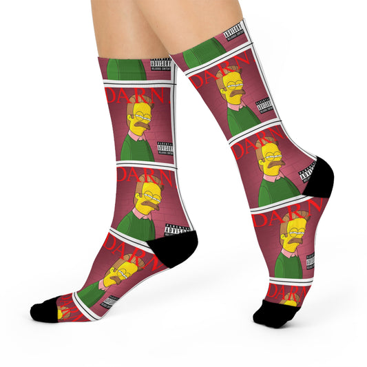 Kendrick Lamar x Simpsons “DARN” Socks – Ned Flanders Parody, Funny Rap Mashup Crew Socks