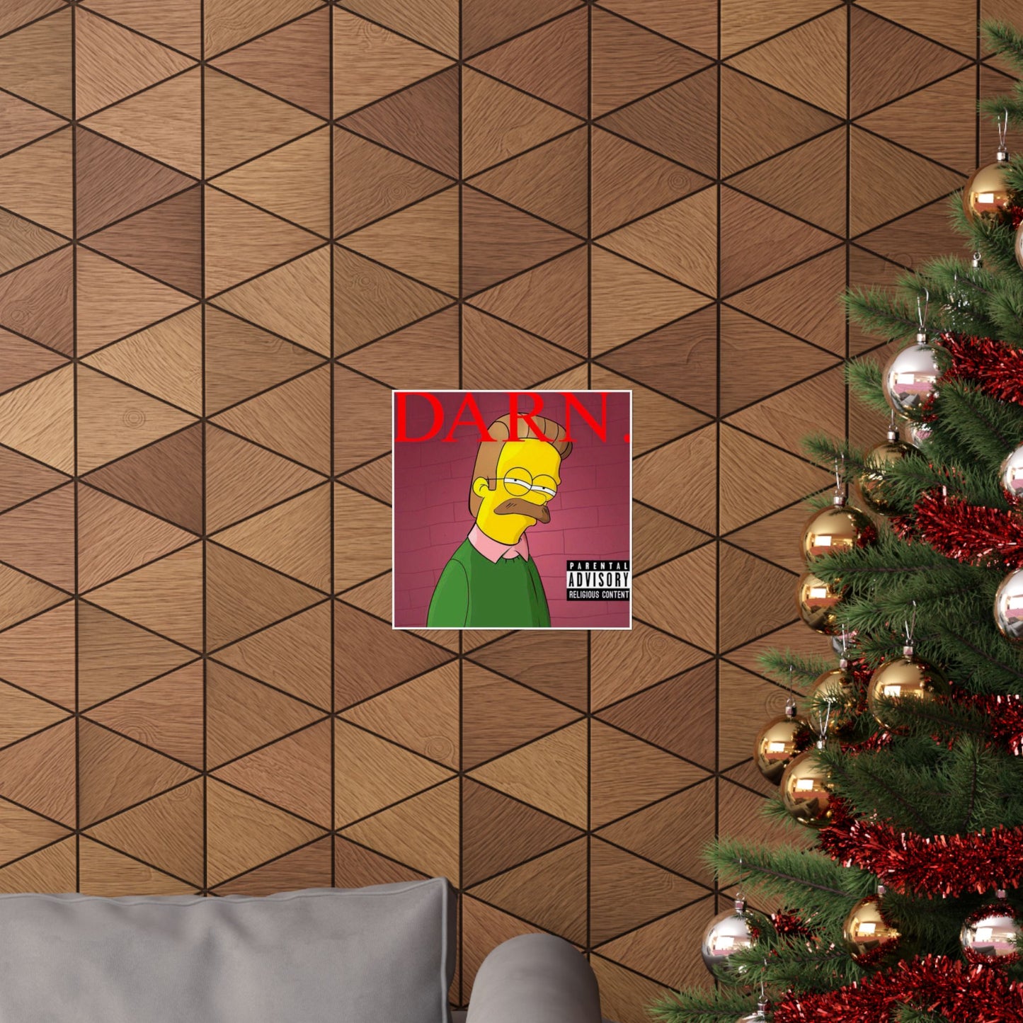 Kendrick Lamar x Simpsons “DARN” Poster – Funny Ned Flanders Mashup Wall Art – Matte Print for Music & Pop Culture Fans