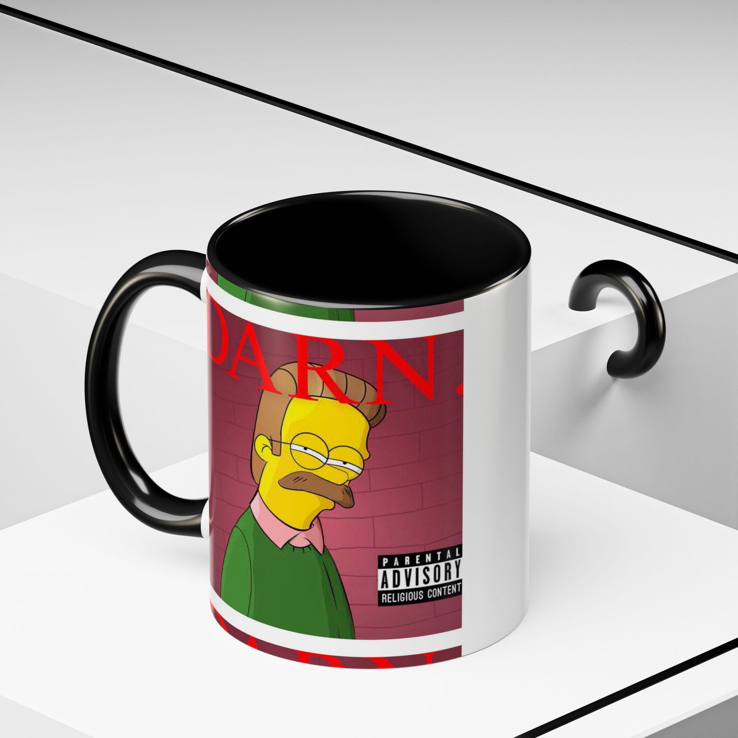 Kendrick Lamar x Simpsons "DARN" Ned Flanders Mashup Mug – Funny Hip Hop Accent Coffee Cup – 11oz & 15oz