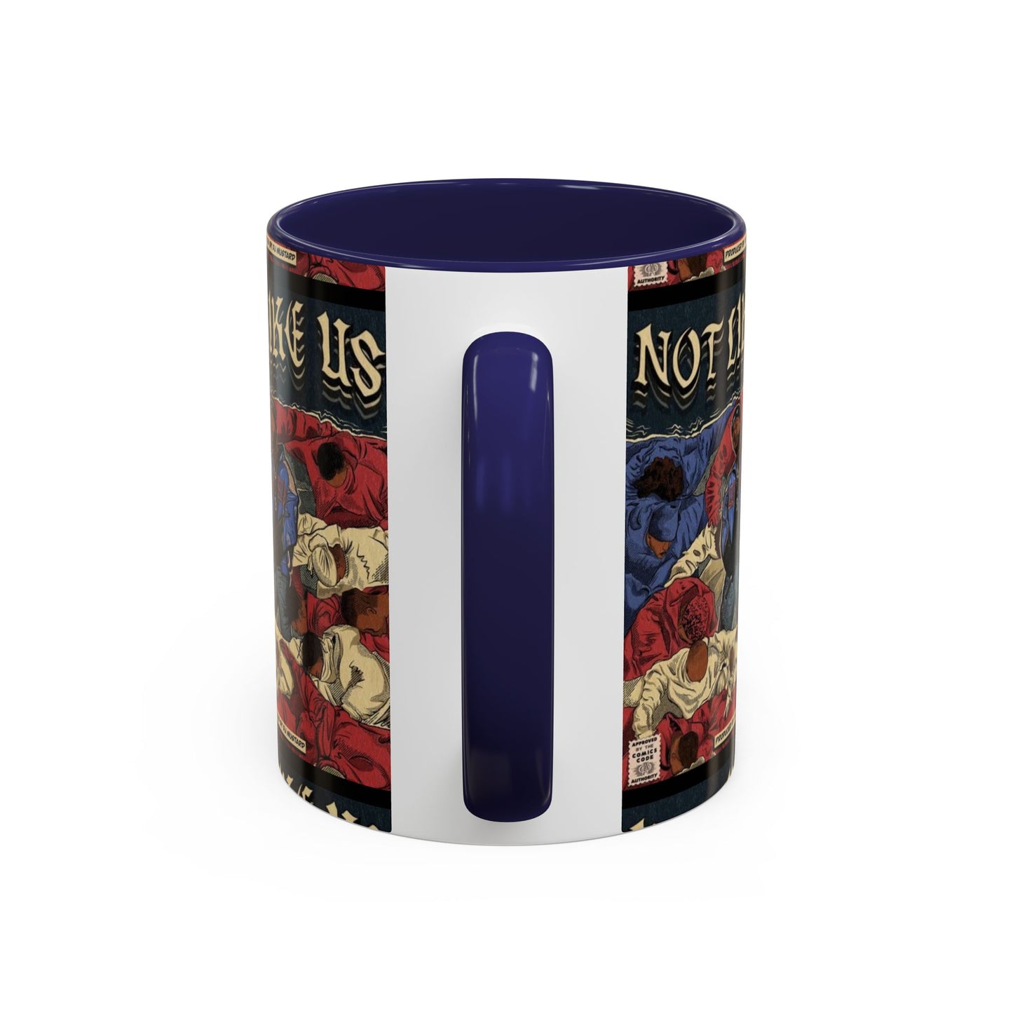 Kendrick Lamar "Not Like Us" Comic Mug – Hip-Hop Coffee Cup, Rap Art Gift, Color Accent Ceramic