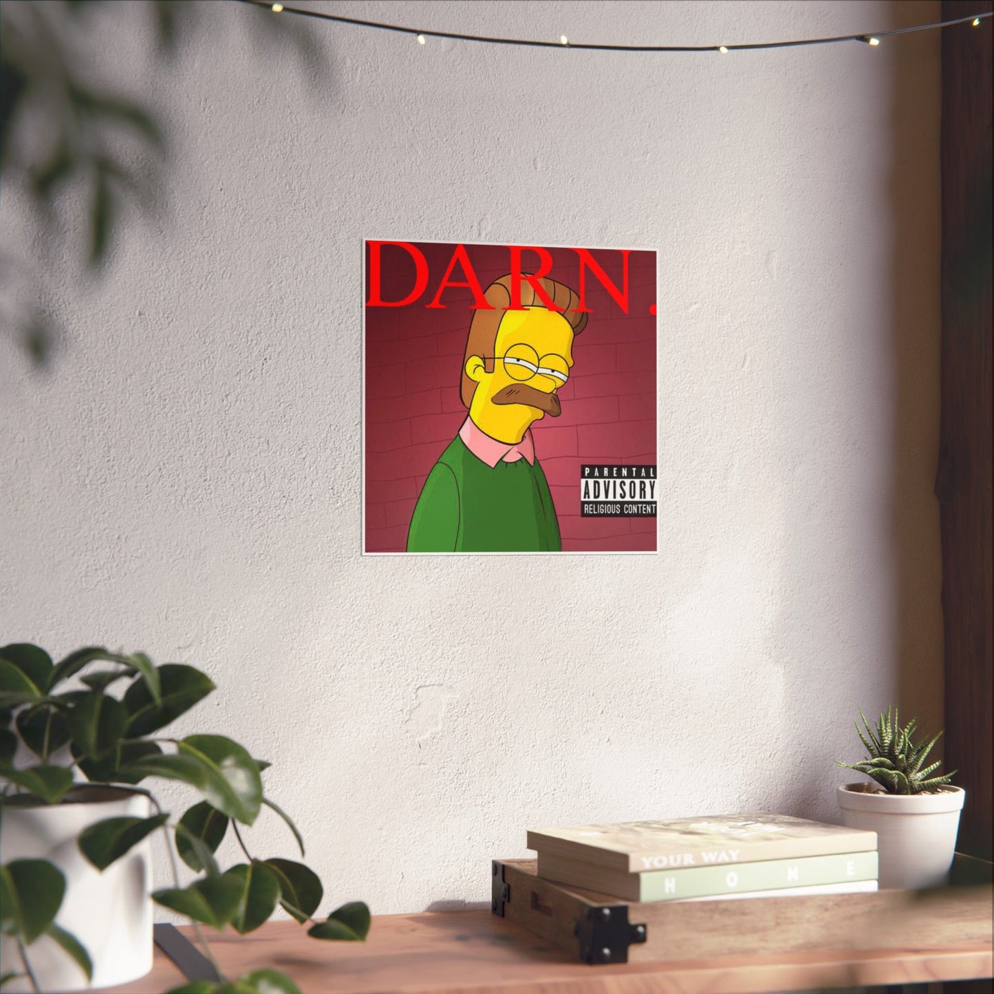 Kendrick Lamar x Simpsons “DARN” Poster – Funny Ned Flanders Mashup Wall Art – Matte Print for Music & Pop Culture Fans