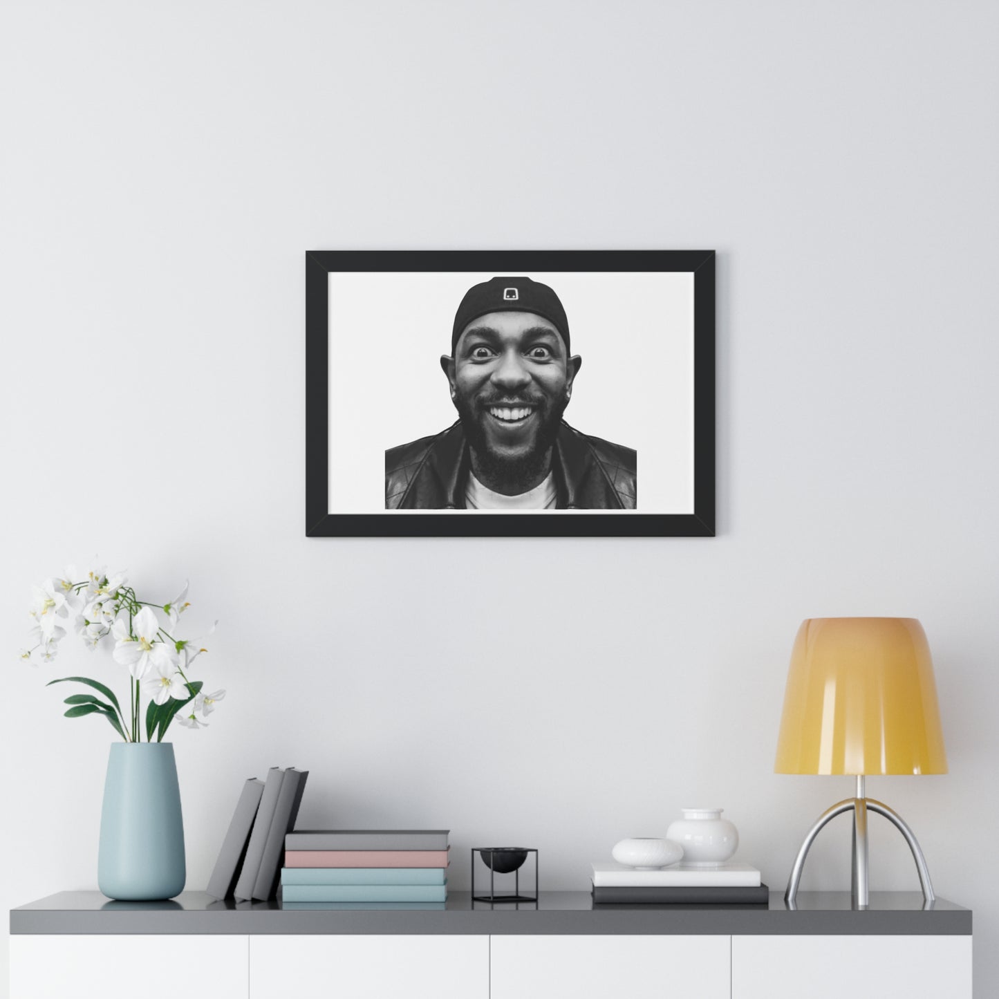 Kendrick Lamar Meme Face Mustard - Framed Poster