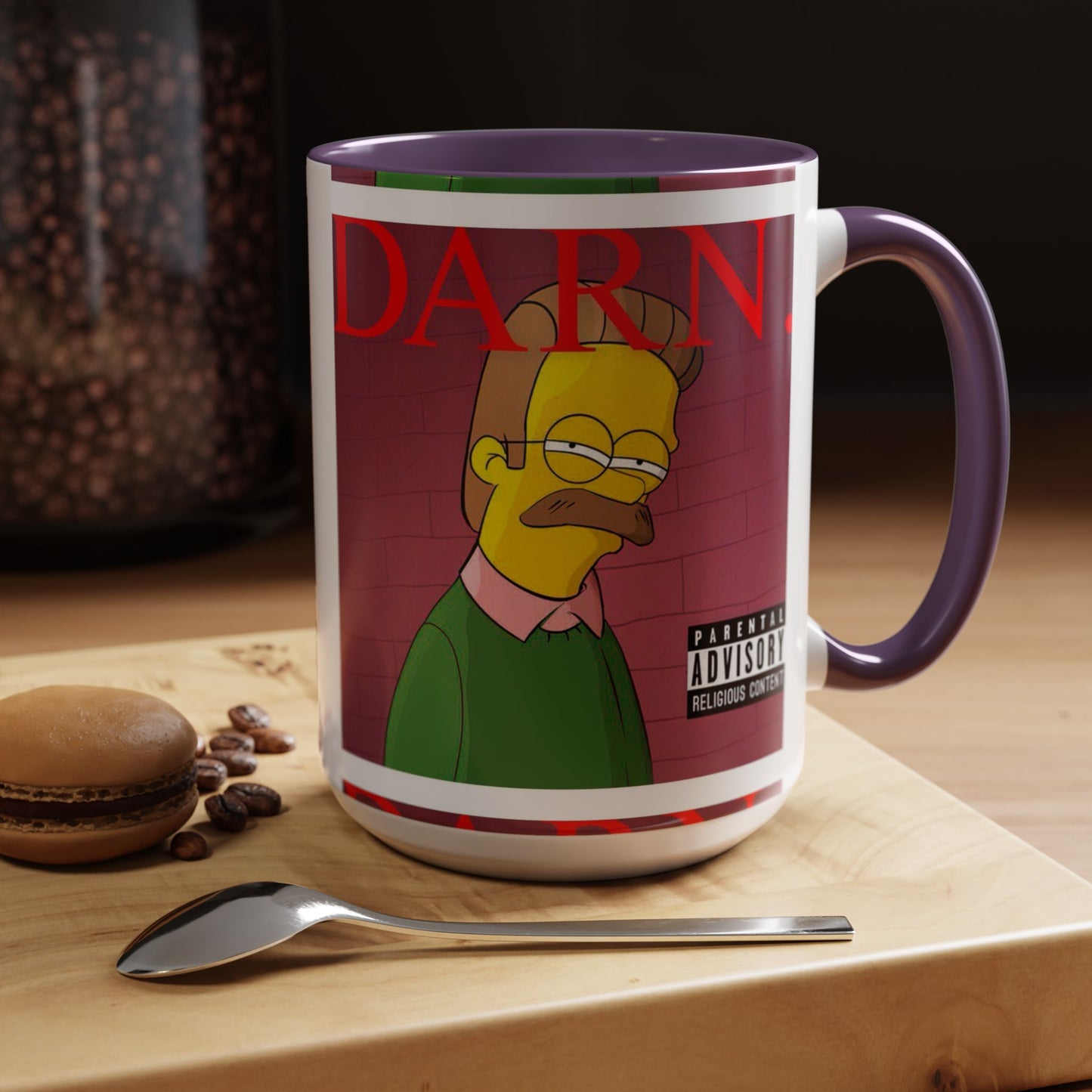 Kendrick Lamar x Simpsons "DARN" Ned Flanders Mashup Mug – Funny Hip Hop Accent Coffee Cup – 11oz & 15oz