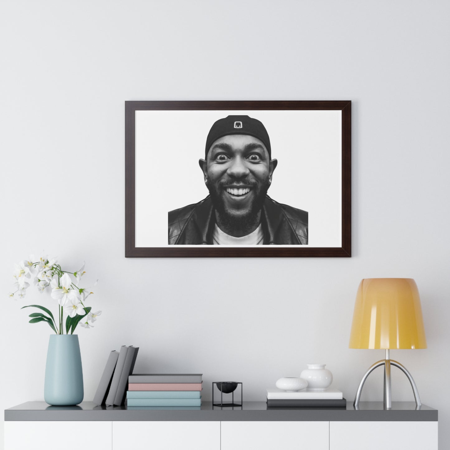 Kendrick Lamar Meme Face Mustard - Framed Poster