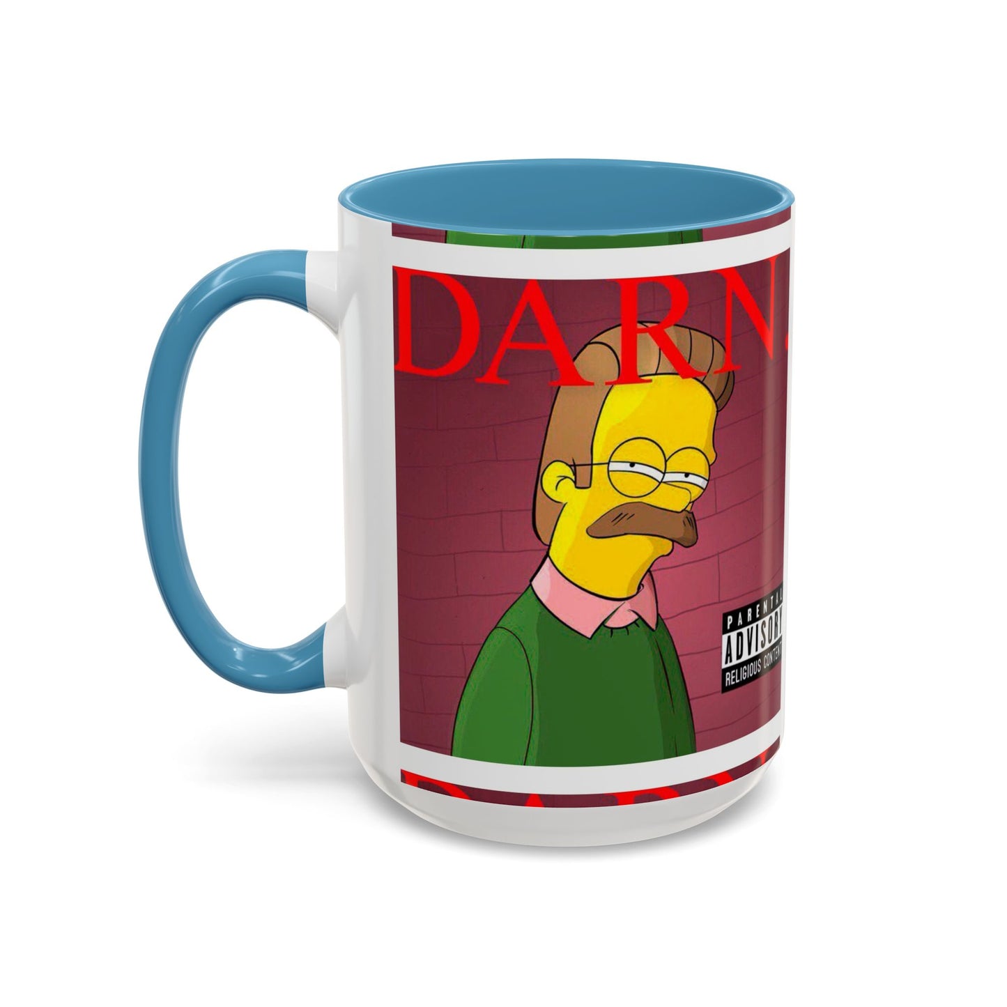 Kendrick Lamar x Simpsons "DARN" Ned Flanders Mashup Mug – Funny Hip Hop Accent Coffee Cup – 11oz & 15oz