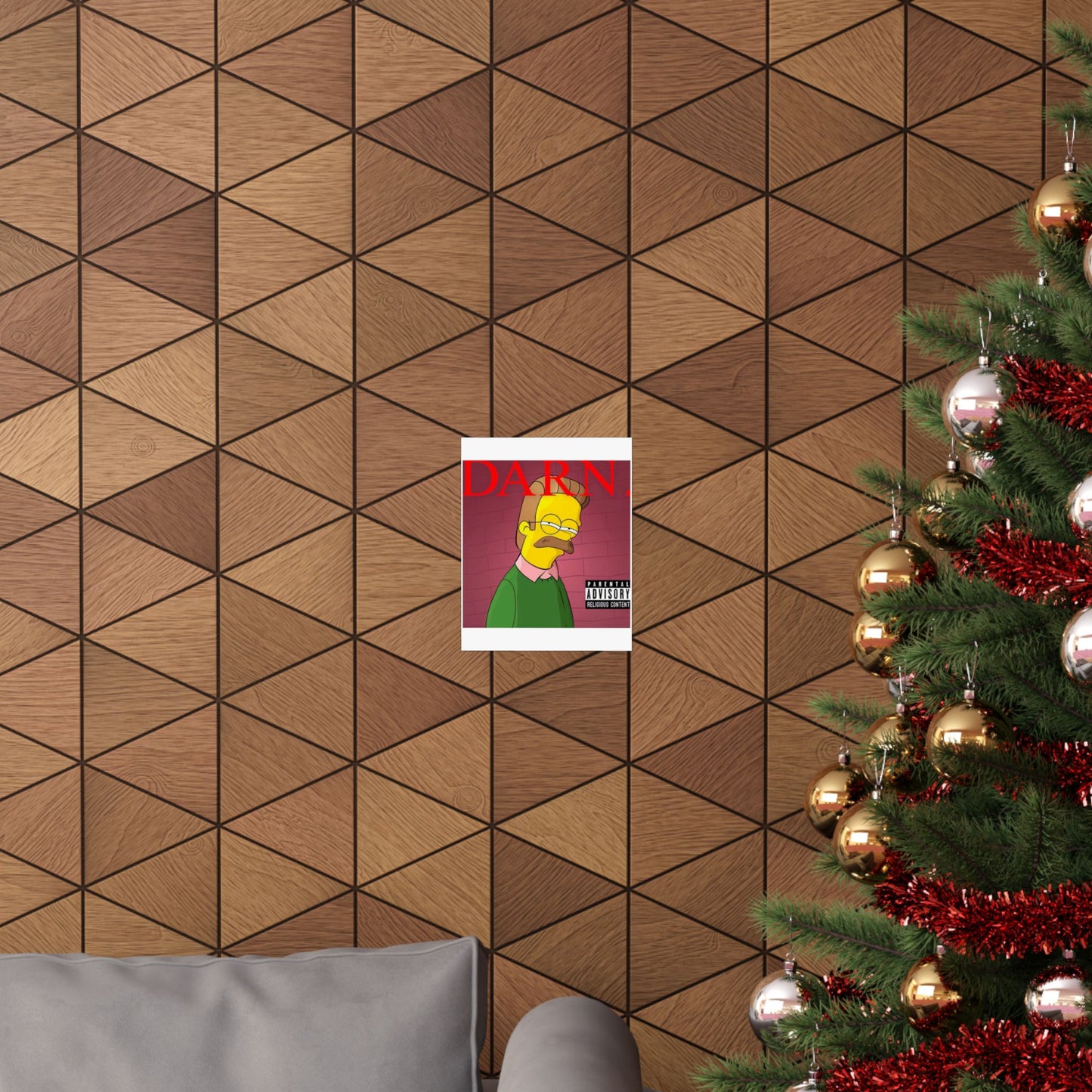 Kendrick Lamar x Simpsons “DARN” Poster – Funny Ned Flanders Mashup Wall Art – Matte Print for Music & Pop Culture Fans
