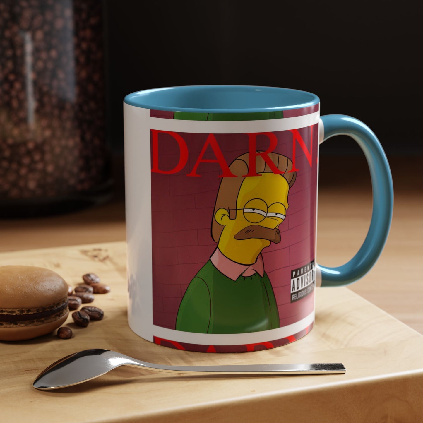 Kendrick Lamar x Simpsons "DARN" Ned Flanders Mashup Mug – Funny Hip Hop Accent Coffee Cup – 11oz & 15oz
