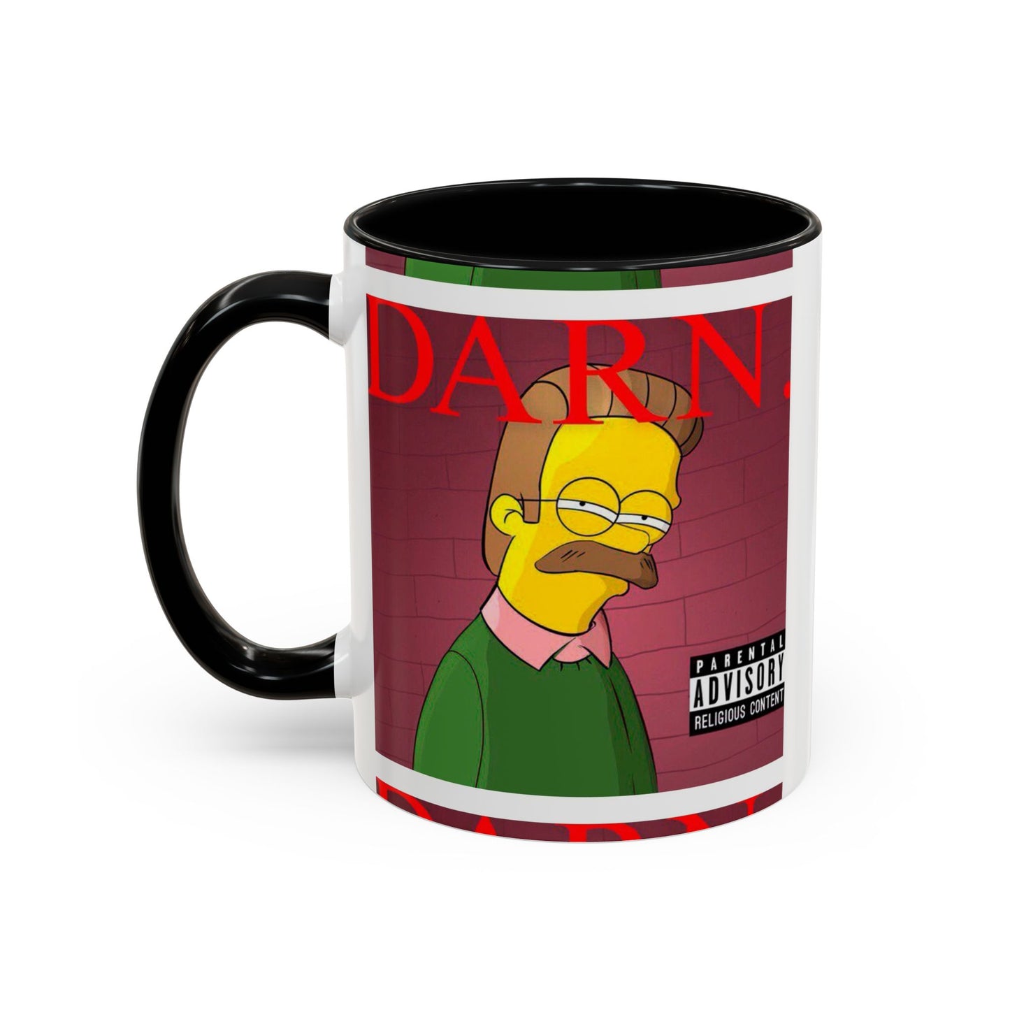 Kendrick Lamar x Simpsons "DARN" Ned Flanders Mashup Mug – Funny Hip Hop Accent Coffee Cup – 11oz & 15oz