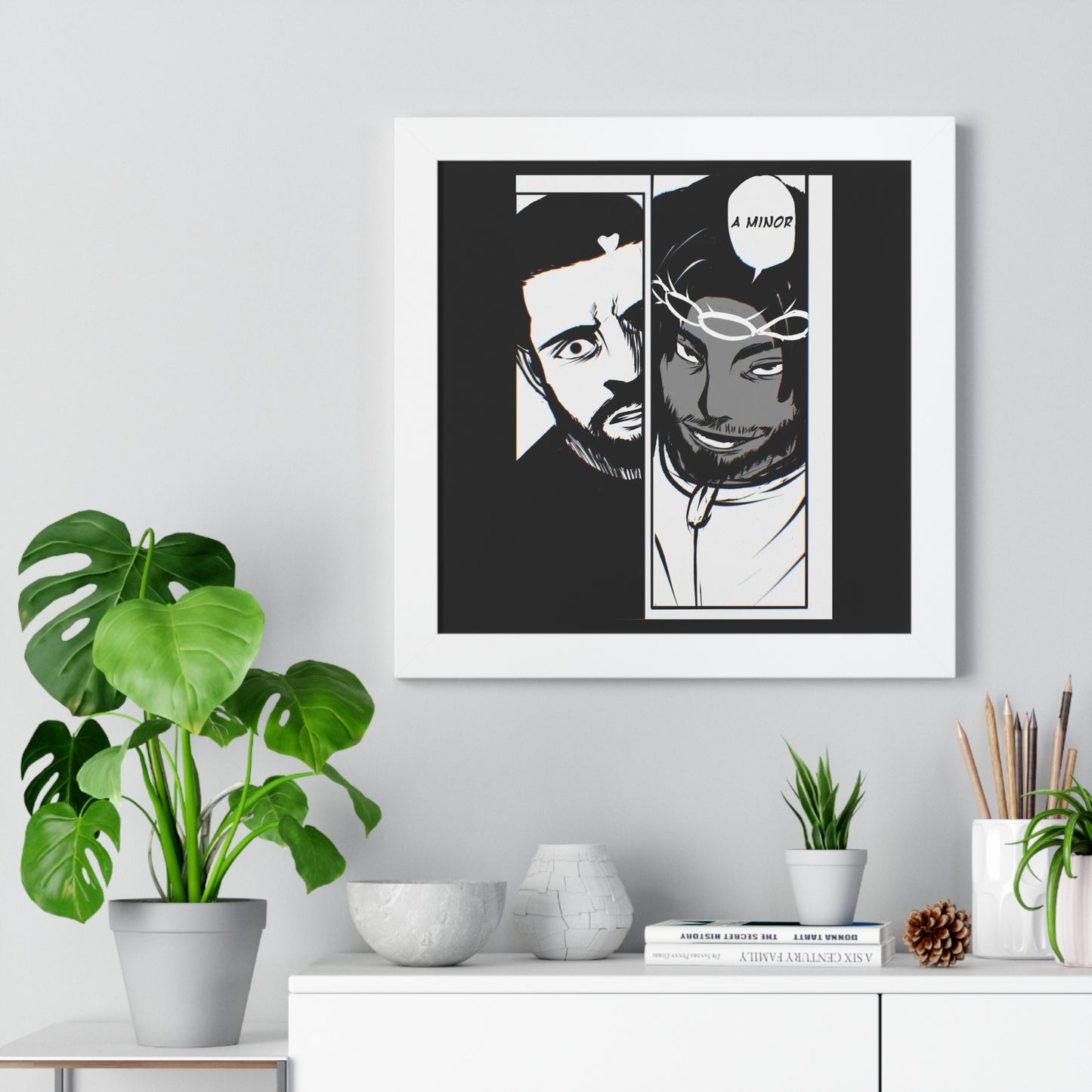 Kendrick Lamar Drake Anime Battle - Framed Comic Art Poster