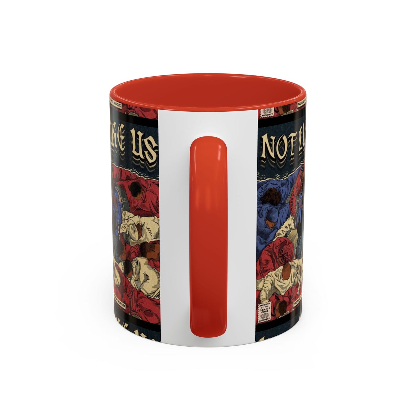 Kendrick Lamar "Not Like Us" Comic Mug – Hip-Hop Coffee Cup, Rap Art Gift, Color Accent Ceramic