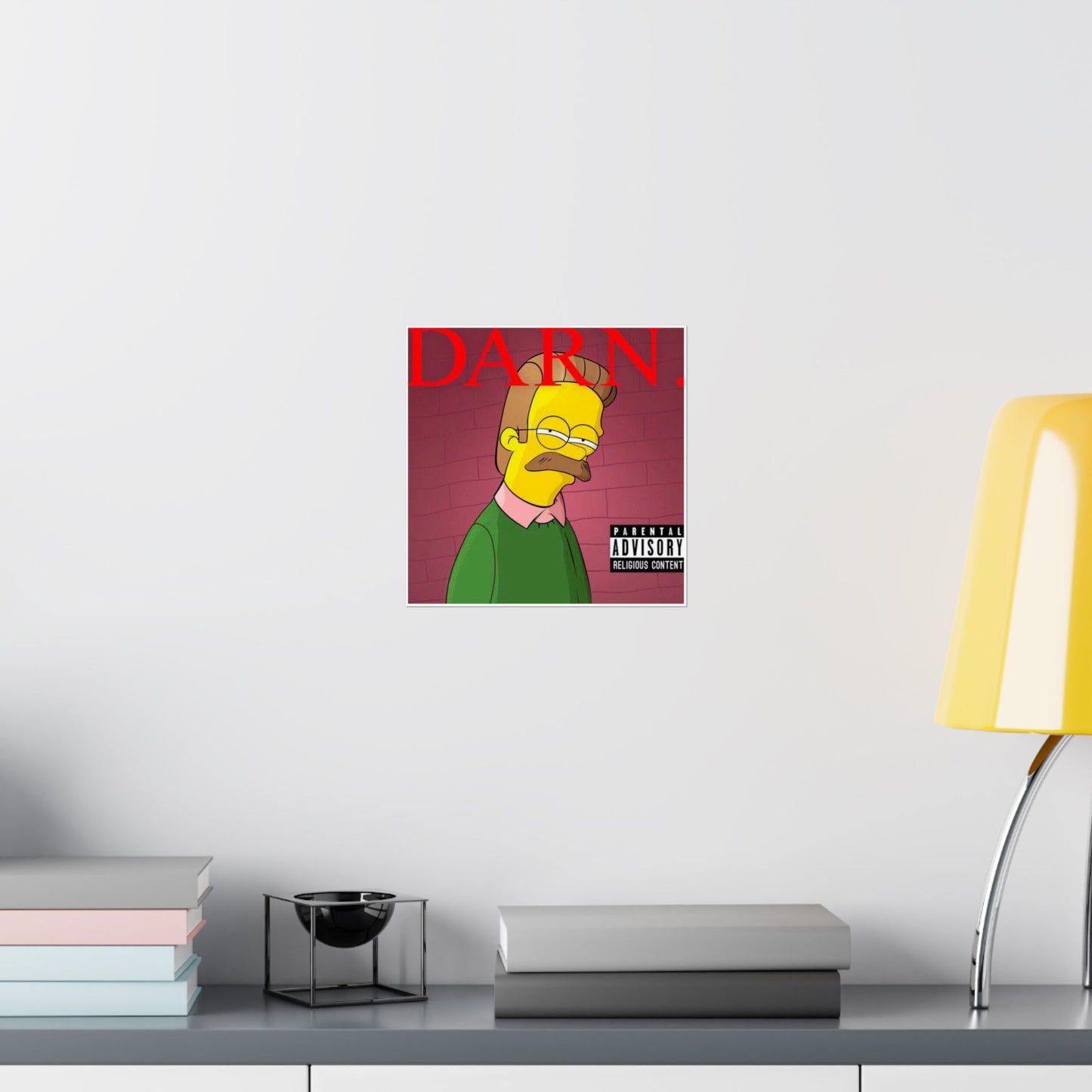 Kendrick Lamar x Simpsons “DARN” Poster – Funny Ned Flanders Mashup Wall Art – Matte Print for Music & Pop Culture Fans