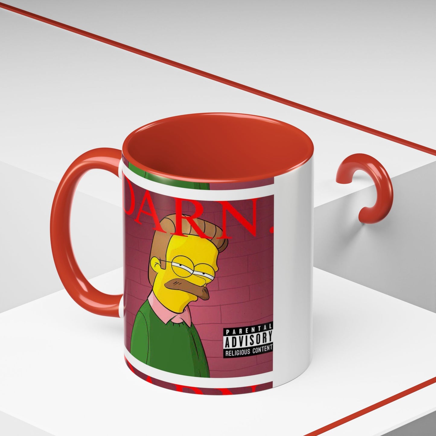 Kendrick Lamar x Simpsons "DARN" Ned Flanders Mashup Mug – Funny Hip Hop Accent Coffee Cup – 11oz & 15oz