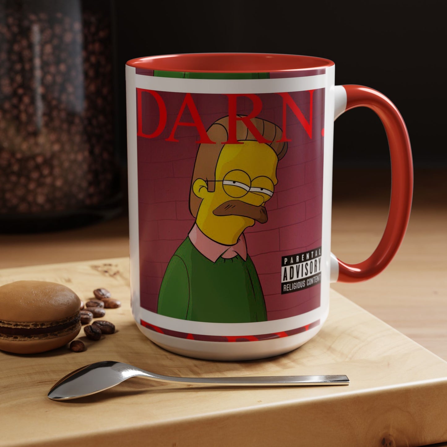 Kendrick Lamar x Simpsons "DARN" Ned Flanders Mashup Mug – Funny Hip Hop Accent Coffee Cup – 11oz & 15oz