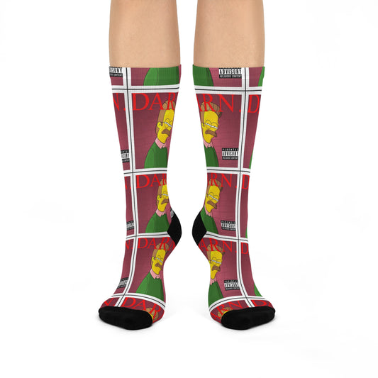 Kendrick Lamar x Simpsons “DARN” Socks – Ned Flanders Parody, Funny Rap Mashup Crew Socks