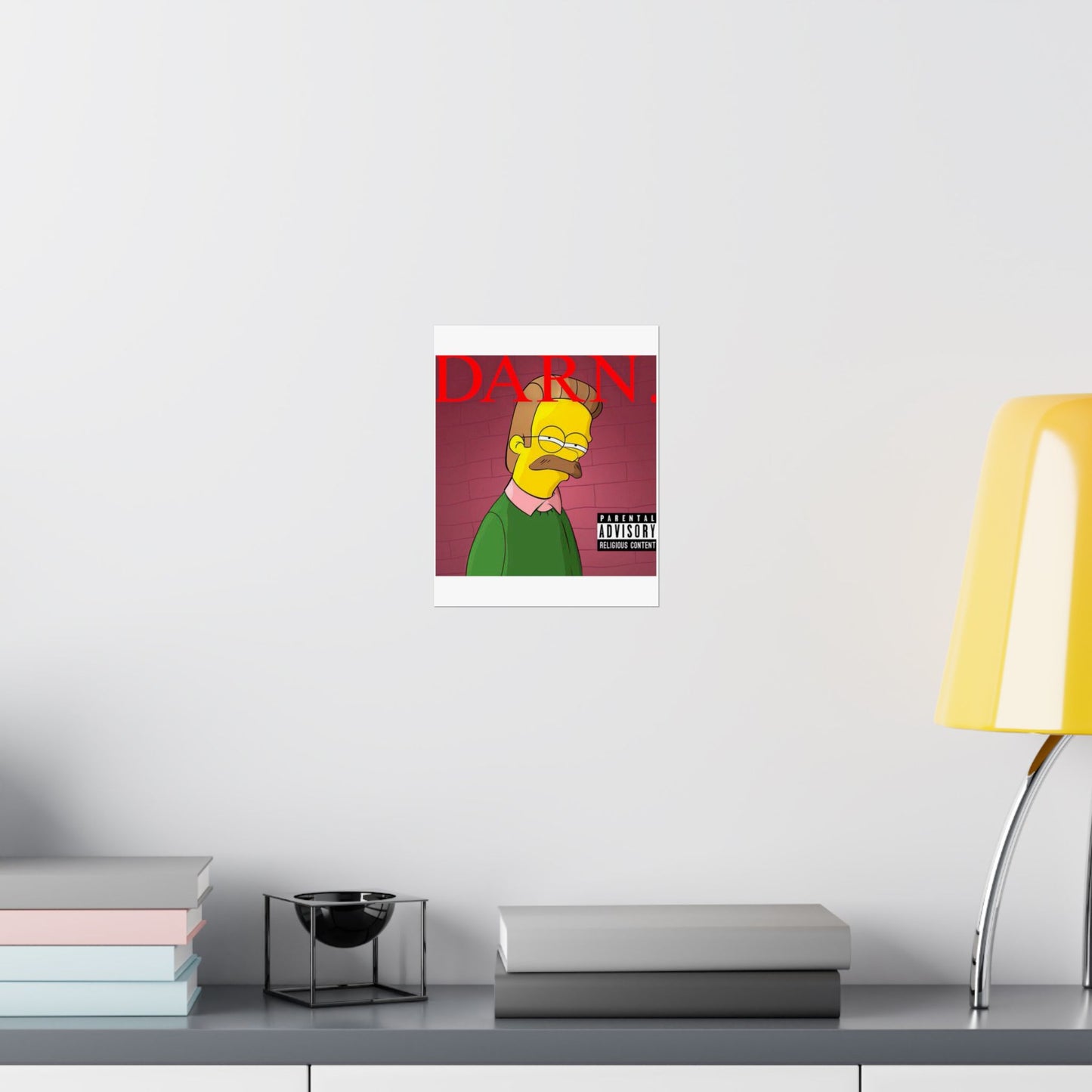 Kendrick Lamar x Simpsons “DARN” Poster – Funny Ned Flanders Mashup Wall Art – Matte Print for Music & Pop Culture Fans