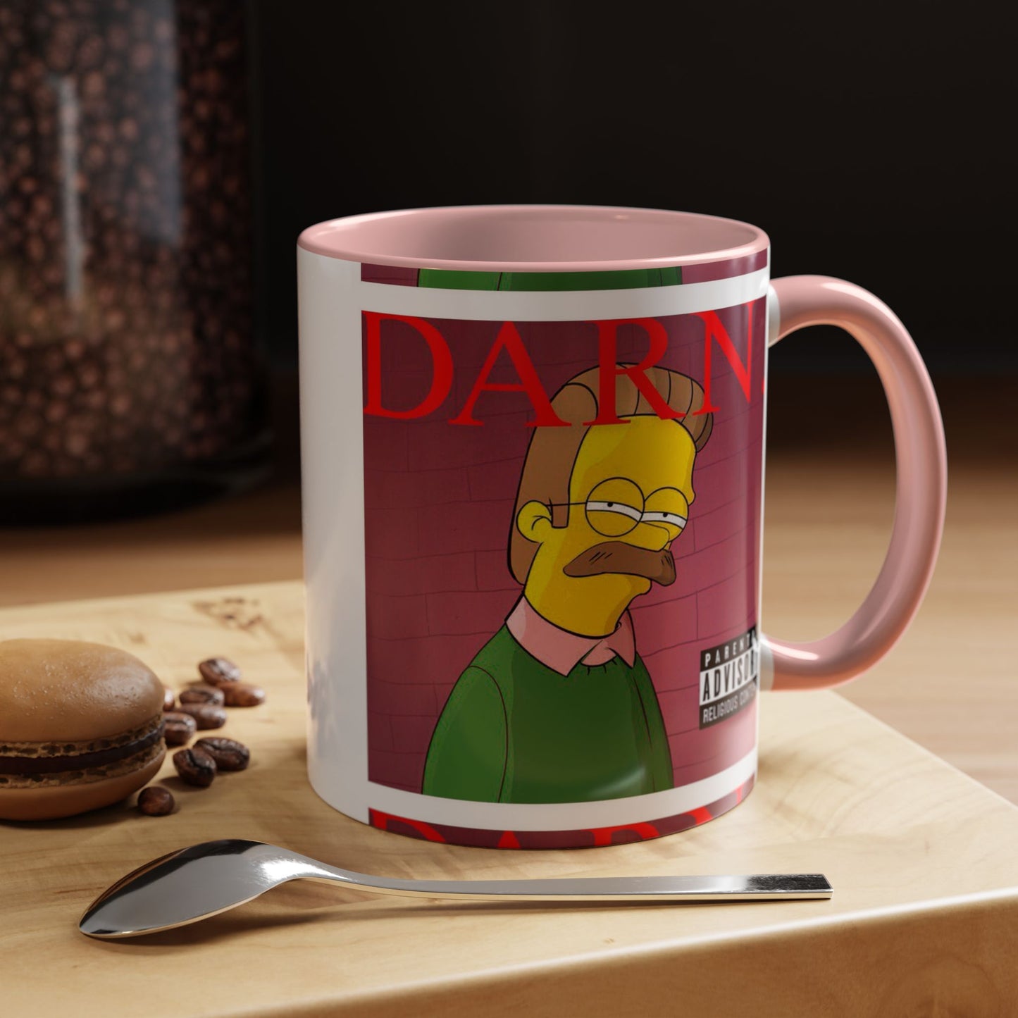 Kendrick Lamar x Simpsons "DARN" Ned Flanders Mashup Mug – Funny Hip Hop Accent Coffee Cup – 11oz & 15oz