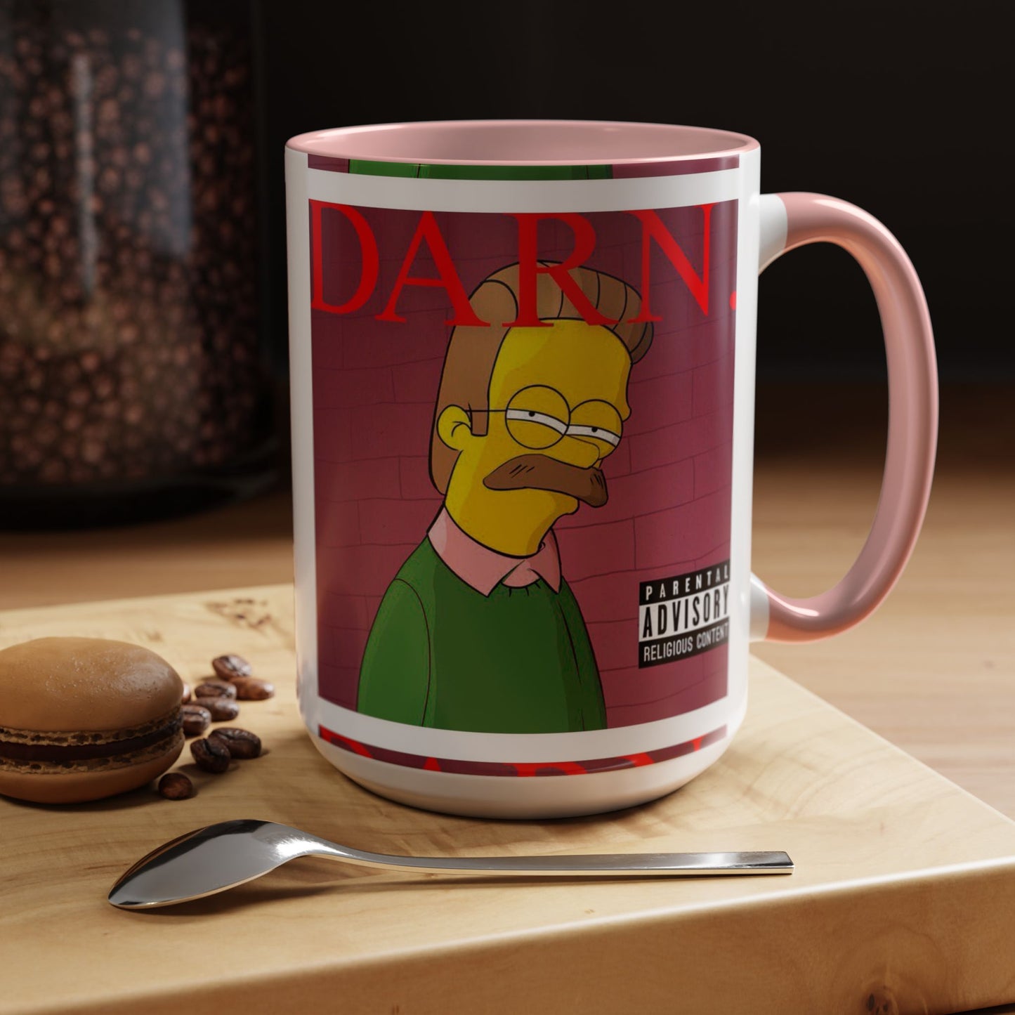 Kendrick Lamar x Simpsons "DARN" Ned Flanders Mashup Mug – Funny Hip Hop Accent Coffee Cup – 11oz & 15oz