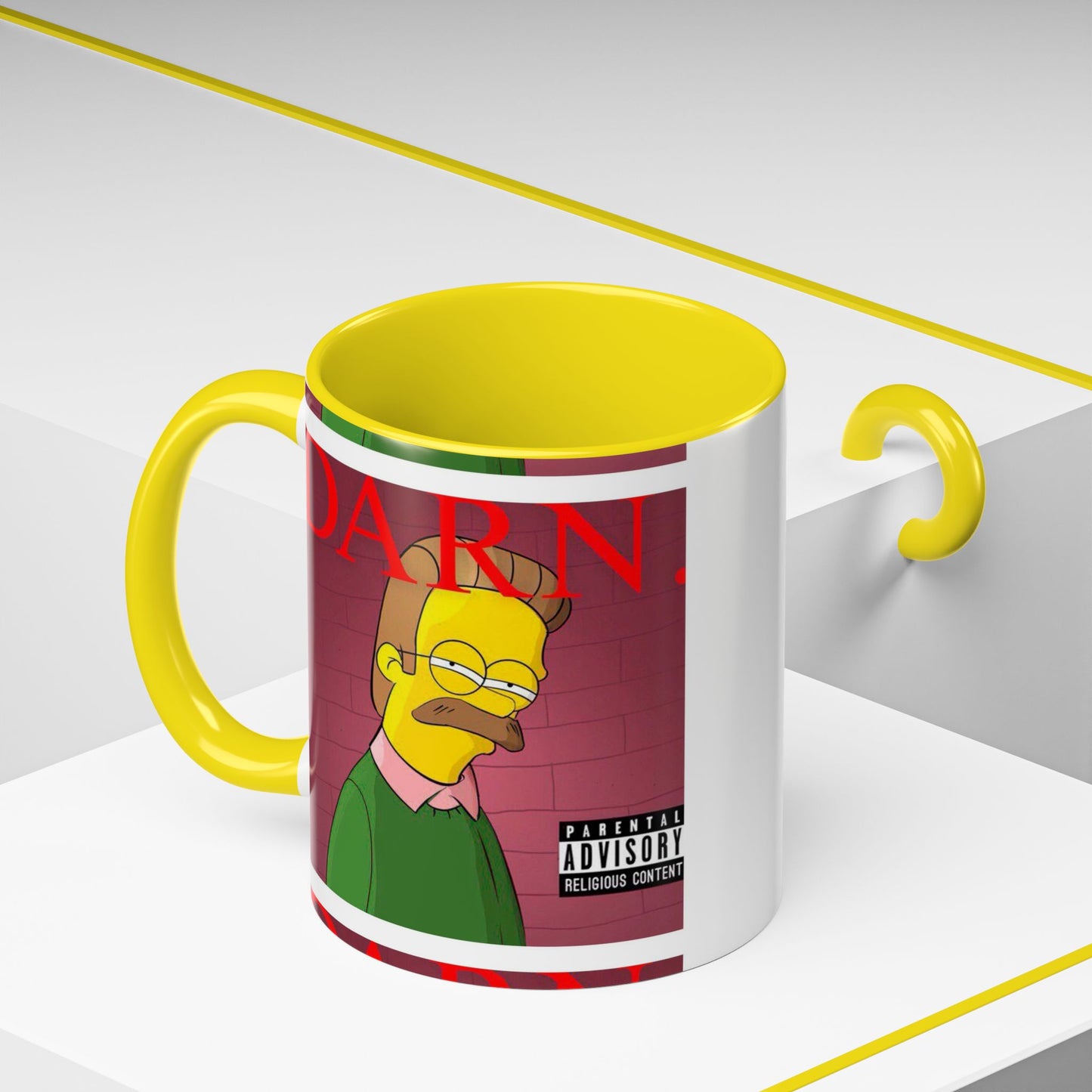 Kendrick Lamar x Simpsons "DARN" Ned Flanders Mashup Mug – Funny Hip Hop Accent Coffee Cup – 11oz & 15oz