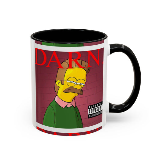 Kendrick Lamar x Simpsons "DARN" Ned Flanders Mashup Mug – Funny Hip Hop Accent Coffee Cup – 11oz & 15oz
