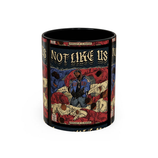 Kendrick Lamar "Not Like Us" Comic Mug – Hip-Hop Coffee Cup, Rap Art Gift, Color Accent Ceramic